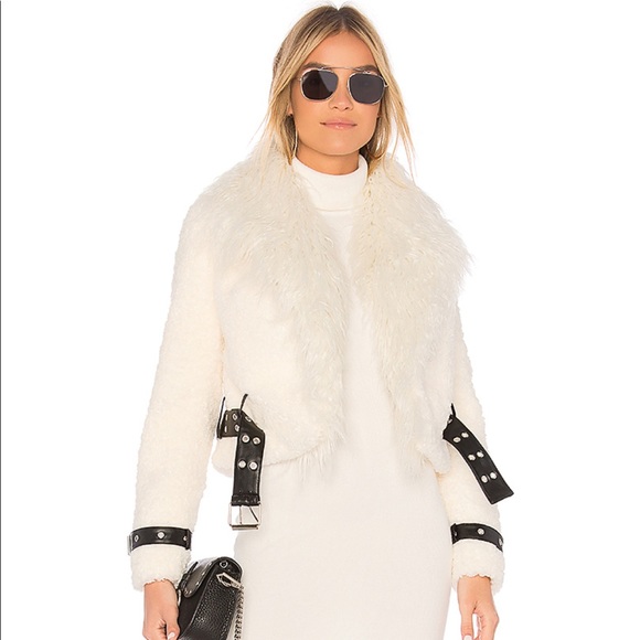 Moto style Faux Fur Jacket bought on Revolve - Picture 2 of 6